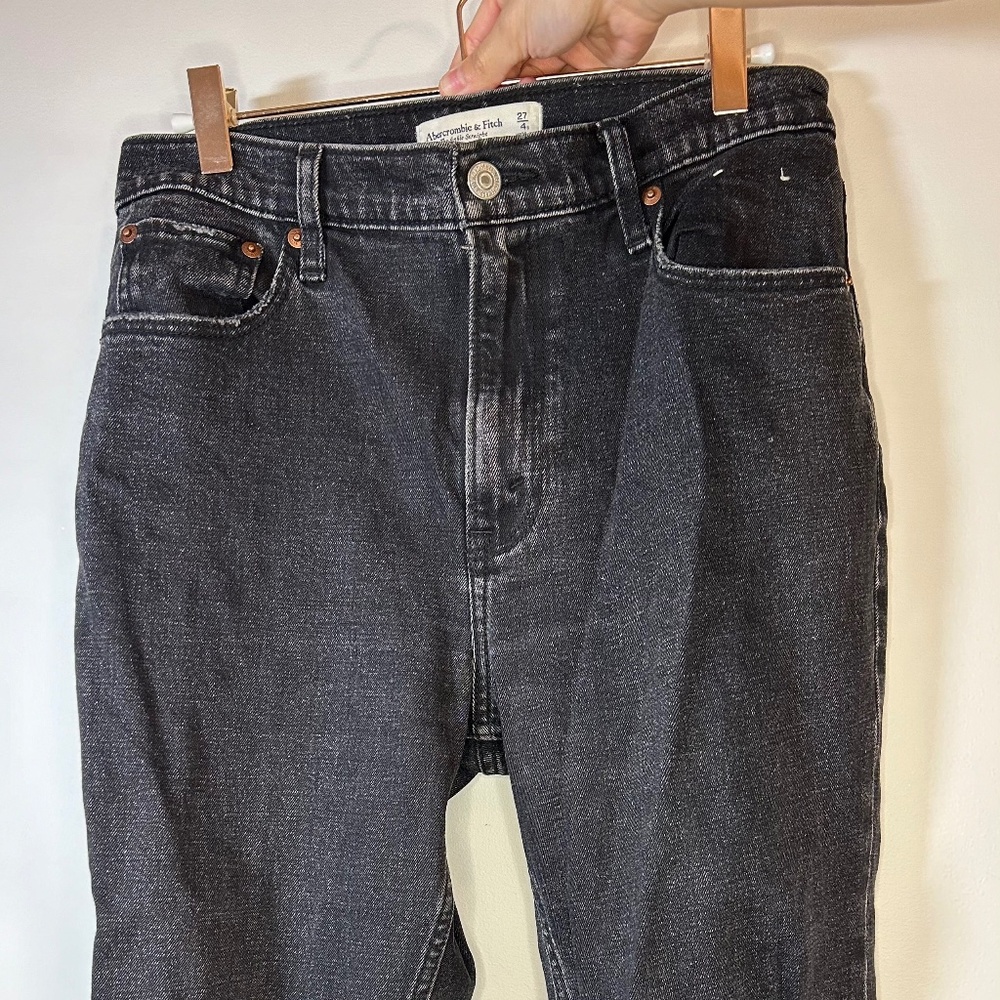 Abercrombie and Fitch black straight ripped jeans